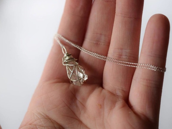 Diamond Necklace, Sterling Silver Raw Diamond Necklace, Rough Diamond Ne… - Picture 4 of 5